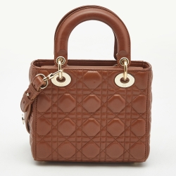 Dior Brown Cannage Leather Small My ABCDior Lady Dior Tote