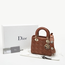 Dior Brown Cannage Leather Small My ABCDior Lady Dior Tote