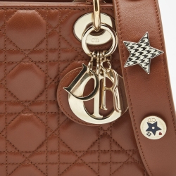Dior Brown Cannage Leather Small My ABCDior Lady Dior Tote