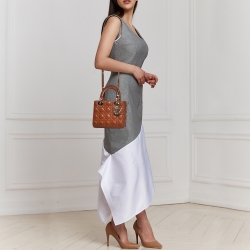 Dior Brown Cannage Leather Small My ABCDior Lady Dior Tote