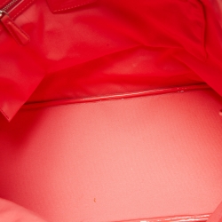 Dior Coral Pink/Beige Cannage Canvas and Patent Leather Medium Panarea Shopper Tote
