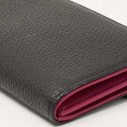 Pre Owned Dior Black/Pink Leather Diorissimo Rencontre Chain Wallet