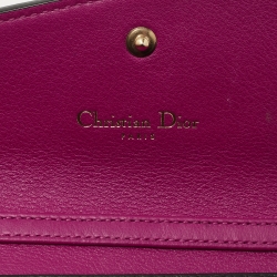 Pre Owned Dior Black/Pink Leather Diorissimo Rencontre Chain Wallet