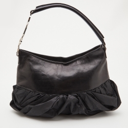 Pre Owned Dior Black Leather and Nylon Corset Ballet Hobo