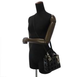 Pre Owned Dior Black Leather Studded Lady Dior Bag
