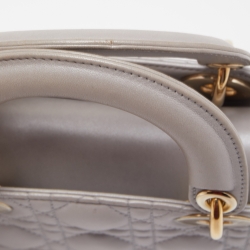 Pre Owned Dior Grey Cannage Leather Mini Lady Dior Tote