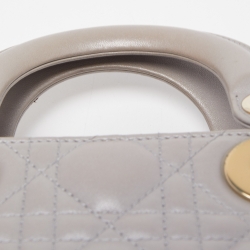 Pre Owned Dior Grey Cannage Leather Mini Lady Dior Tote
