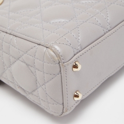Pre Owned Dior Grey Cannage Leather Mini Lady Dior Tote