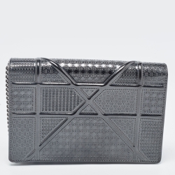 Pre Owned محفظة بسلسلة ديور ديوراما جلد لامع مايكرو كاناج برونزي ميتالك 