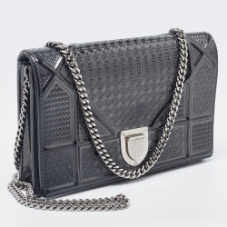 Pre Owned محفظة بسلسلة ديور ديوراما جلد لامع مايكرو كاناج برونزي ميتالك 