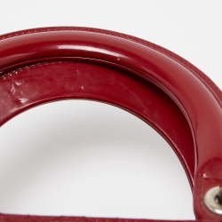 Pre Owned Dior Red Cannage Patent Leather Medium Lady Dior Tote