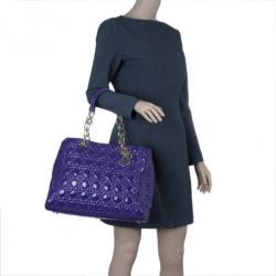 Pre Owned Dior Purple Soft Patent Leather Large Shopping Tote