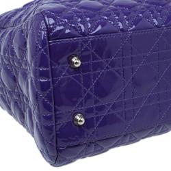 Pre Owned Dior Purple Soft Patent Leather Large Shopping Tote