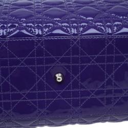 Pre Owned Dior Purple Soft Patent Leather Large Shopping Tote