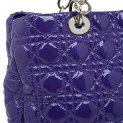 Pre Owned Dior Purple Soft Patent Leather Large Shopping Tote