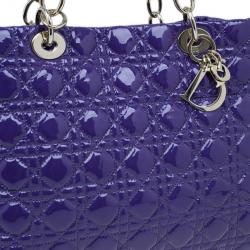 Pre Owned Dior Purple Soft Patent Leather Large Shopping Tote