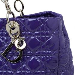 Pre Owned Dior Purple Soft Patent Leather Large Shopping Tote