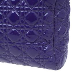 Pre Owned Dior Purple Soft Patent Leather Large Shopping Tote