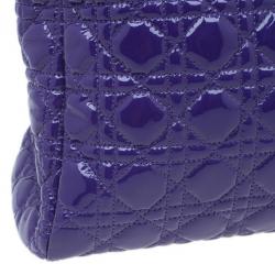 Pre Owned Dior Purple Soft Patent Leather Large Shopping Tote