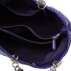 Pre Owned Dior Purple Soft Patent Leather Large Shopping Tote