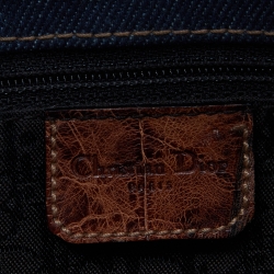 Pre Owned Dior Denim/Brown Denim and Croc Street Chic Columbus Avenue Multipocket Shoulder Bag