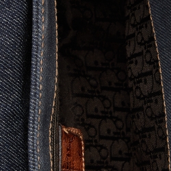 Pre Owned Dior Denim/Brown Denim and Croc Street Chic Columbus Avenue Multipocket Shoulder Bag