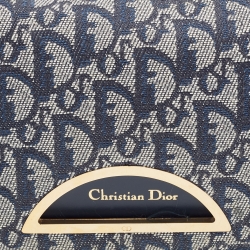 Pre Owned Dior Navy Blue Oblique Canvas and Leather Malice Hobo