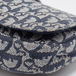 Pre Owned Dior Navy Blue Oblique Canvas and Leather Malice Hobo