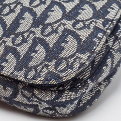 Pre Owned Dior Navy Blue Oblique Canvas and Leather Malice Hobo