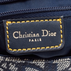 Pre Owned Dior Navy Blue Oblique Canvas and Leather Malice Hobo