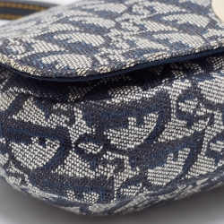 Pre Owned Dior Navy Blue Oblique Canvas and Leather Malice Hobo
