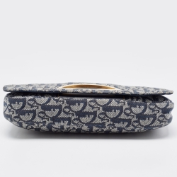 Pre Owned Dior Navy Blue Oblique Canvas and Leather Malice Hobo