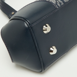 Pre Owned Dior Navy Blue Oblique Canvas and Leather Frame Satchel