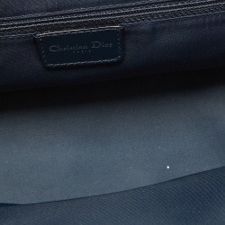 Pre Owned Dior Navy Blue Oblique Canvas and Leather Frame Satchel