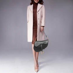 مملوكة مسبقًا Dior Black Grained Leather Saddle Bag