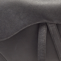 مملوكة مسبقًا Dior Black Grained Leather Saddle Bag