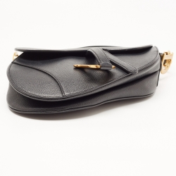 مملوكة مسبقًا Dior Black Grained Leather Saddle Bag