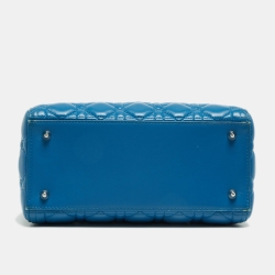Pre Owned Dior Blue Cannage Leather Medium Lady Dior Tote