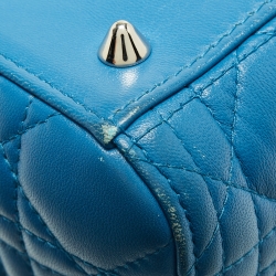 Pre Owned Dior Blue Cannage Leather Medium Lady Dior Tote