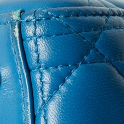 Pre Owned Dior Blue Cannage Leather Medium Lady Dior Tote