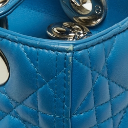 Pre Owned Dior Blue Cannage Leather Medium Lady Dior Tote