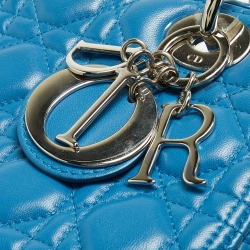Pre Owned Dior Blue Cannage Leather Medium Lady Dior Tote