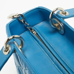 Pre Owned Dior Blue Cannage Leather Medium Lady Dior Tote