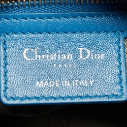 Pre Owned Dior Blue Cannage Leather Medium Lady Dior Tote