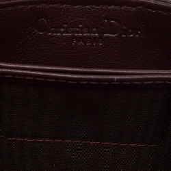 Pre Owned Dior Burgundy Cannage Patent Leather Lady Dior 5 Gusset Card Holder