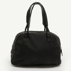 Pre Owned Dior Black Oblique Nylon and Leather Heart Charm Ethnic Satchel