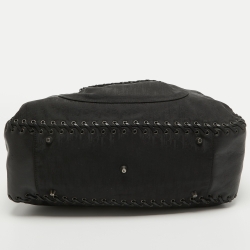 Pre Owned Dior Black Oblique Nylon and Leather Heart Charm Ethnic Satchel