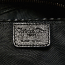 Pre Owned Dior Black Oblique Nylon and Leather Heart Charm Ethnic Satchel