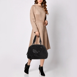 Pre Owned Dior Black Oblique Nylon and Leather Heart Charm Ethnic Satchel