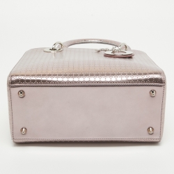 Dior Metallic Pink Micro Cannage Patent Leather Medium Lady Dior Tote